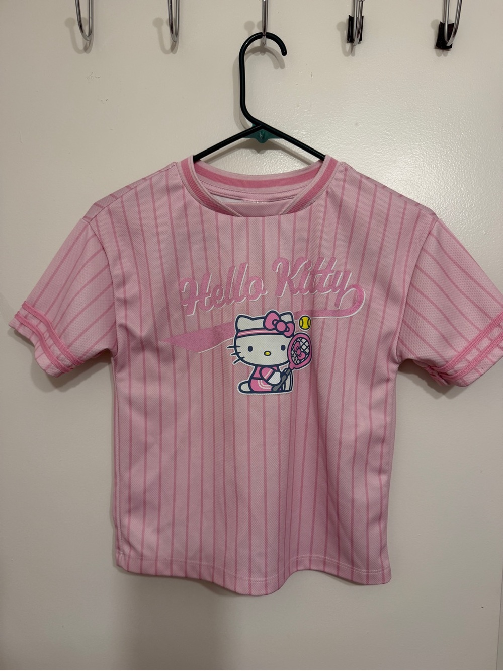 Hello Kitty Girls' Pink Tennis Jersey Graphic Tee Vintage cottage core